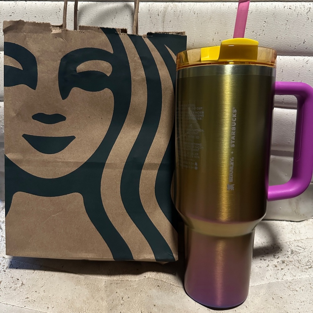 Limited edition gold and purple gradient 40oz Starbucks Stanley tumbler